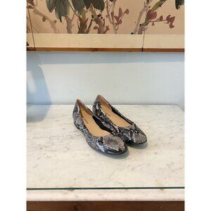 Jon Josef Shoes Womens Size 5.5 Black White Snakeskin Ballet Flats Made Spain